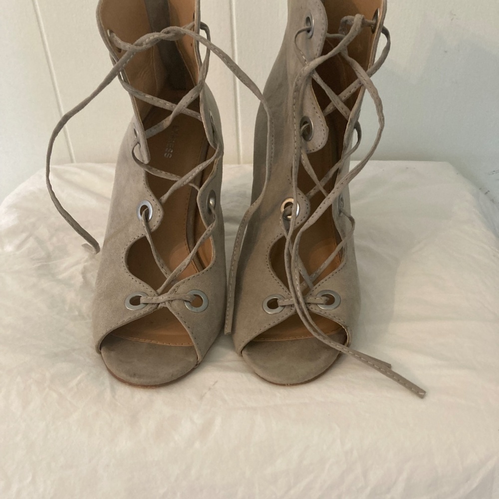 Grey Suede Sandal Lace Up Bootie